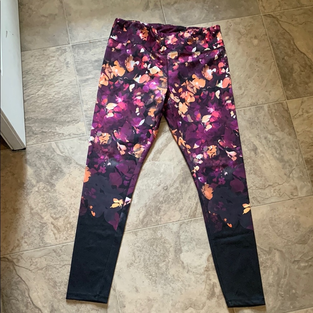 NWOT Jockey • Vibrant Purple and Orange Floral Leggings workout 🏋️ PANTS